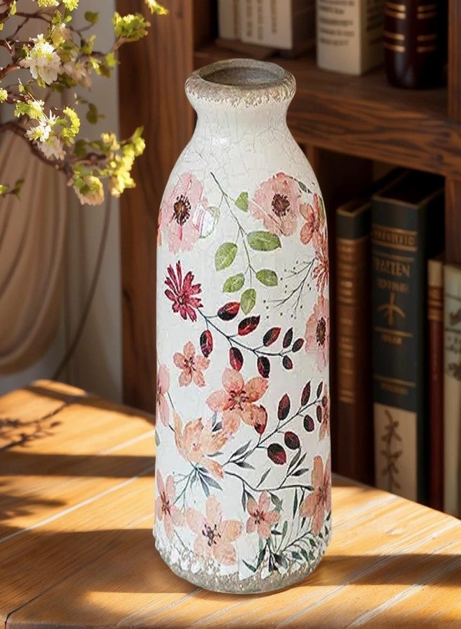 lyvantha Ceramic Small Vase, Rustic Farmhouse Vintage Flower Vase for Home Decor, Floral Centerpiece for Table, Shelf, Mantle,Living Room,Kitchen, Office,Boho Chic Gift Idea for Christmas, Housewarming - Image 1